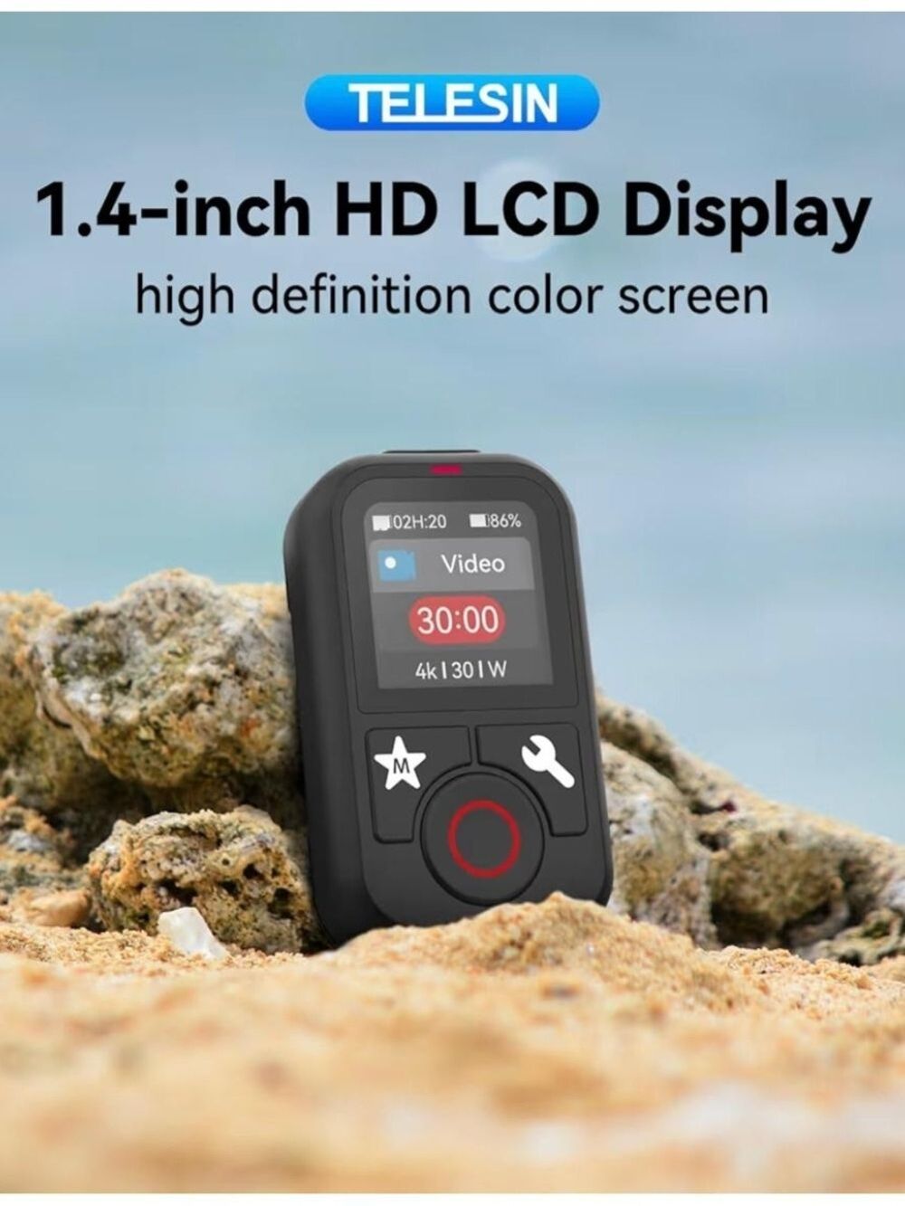 Black Portable Remote Control with 1.4-inch HD LCD Display